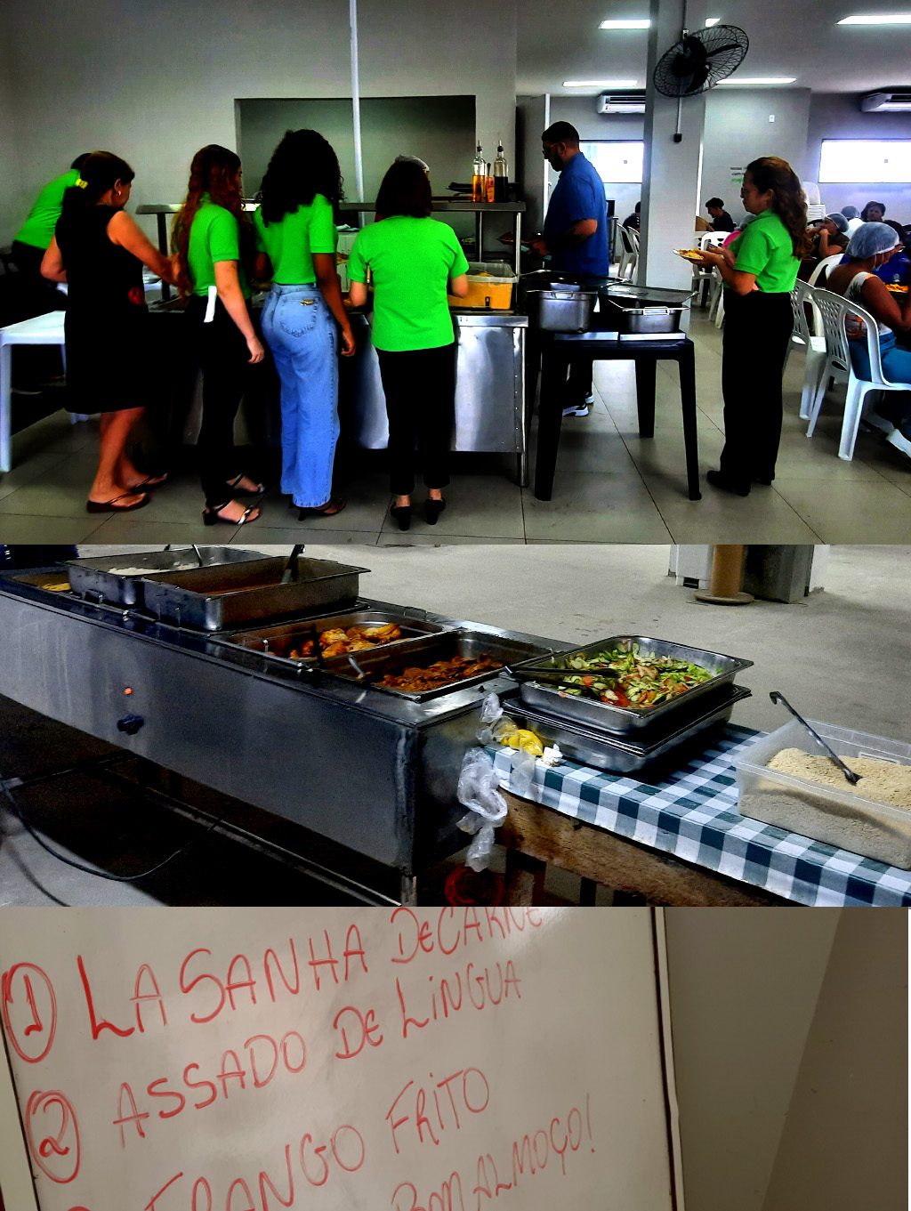 Equipe e alimentos da Cozinha Cores e Sabores